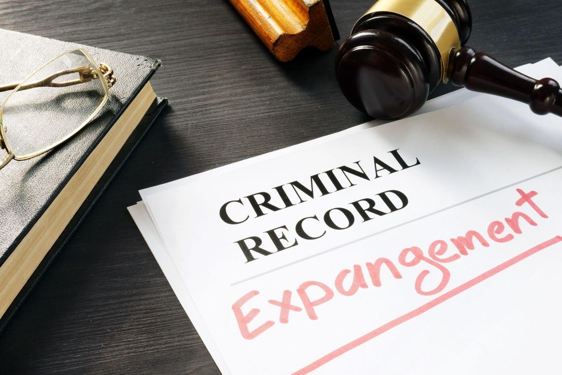 A document shows the words “criminal record expungement.”